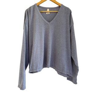 Pact Organic Cotton V-Neck Sweater Blue Boxy Knit Long Sleeve XL Sustainable